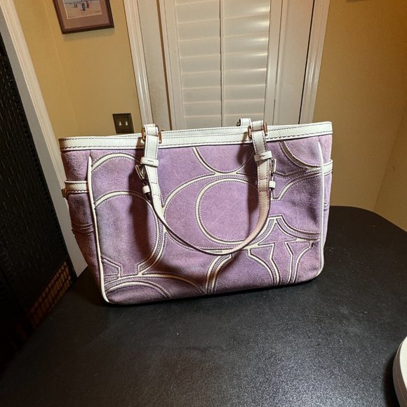 Coach lavendar suede and leather tote 9359 - Picture 12 of 15